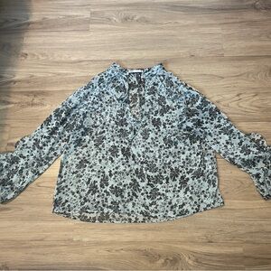 Zara Sheer Floral Blouse Size XL